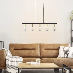 Suspension lumineuse Kerry 5 lumières E27 A60 40W IP20 laiton noir mat Brilliant