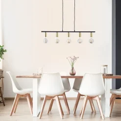 Suspension lumineuse Kerry 5 lumières E27 A60 40W IP20 laiton noir mat Brilliant