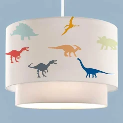 Suspension Lurgan pour enfant motif de petits dinosaures colorés blanc lux.pro