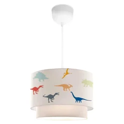 Suspension Lurgan pour enfant motif de petits dinosaures colorés blanc lux.pro