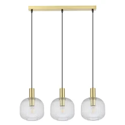 Suspension Lybia 3 lumières E27 75W ⌀74xL.20xH.110cm laiton GoodHome