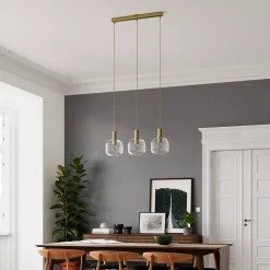 Suspension Lybia 3 lumières E27 75W ⌀74xL.20xH.110cm laiton GoodHome