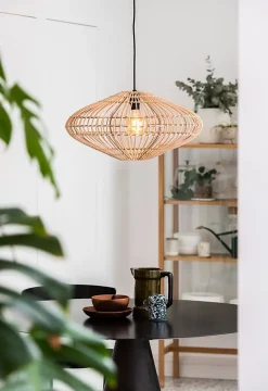Suspension MAGALI en rotin avec 1xE27 - Naturel - Lucide