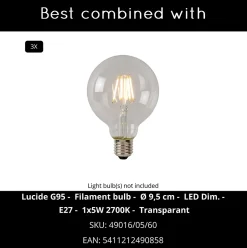 Suspension MAGIUS en bambou avec 3xE27 - Naturel - Lucide