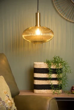 Suspension MALOTO en verre avec 1xE27 - Ambre - Lucide