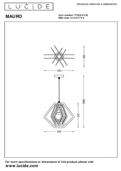 Suspension MAURO en mdf avec 1xE27 - Vert - Lucide
