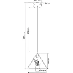 Suspension Mea Triangle E27 IP20 géométrique forme triangulaire Lampe décorative suspendue avec pot et fleur noir EDO777545