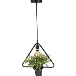Suspension Mea Triangle E27 IP20 géométrique forme triangulaire Lampe décorative suspendue avec pot et fleur noir EDO777545