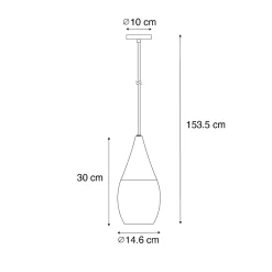 Suspension moderne dorée avec verre ambré - Drop