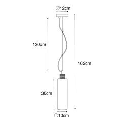 Suspension moderne noire avec verre fumé - Stavelot