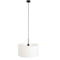 Suspension moderne noire avec abat-jour blanc 50 cm - Combi 1