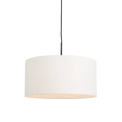 Suspension moderne noire avec abat-jour blanc 50 cm - Combi 1