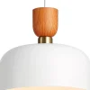 Suspension Moderne Nordique 30cm Métal Blanc Effet Bois, Hauteur Réglable, Douille E27, Cuisine ou Salle à Manger