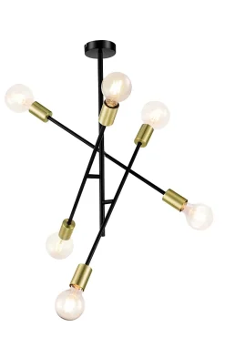 Suspension Monzoni 6 ampoules E27 IP20 noir