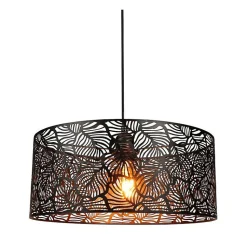 Suspension métal ajouré Calathéa noire Ostaria