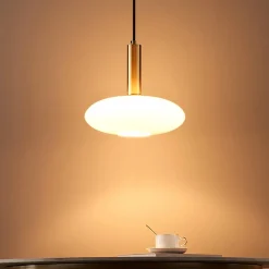 Suspension métal laiton et verre opale - Zinnia