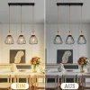 Suspension NETTLIFE Lampe suspension vintage pour salon industrielle rétro en bois et corde de chanvre en métal noir 3 flammes E27