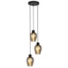 Suspension Nettlife noire pour table à manger - Lampe suspendue E27 à flamme unique en verre fumé vintage sans source lumineuse