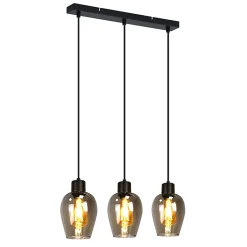 Suspension Nettlife noire pour table à manger - Lampe suspendue E27 à flamme unique en verre fumé vintage sans source lumineuse
