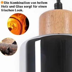 Suspension NETTLIFE pour table à manger, lampe suspendue en verre, lampe de table à manger vintage, 4 flammes en verre fumé, E27