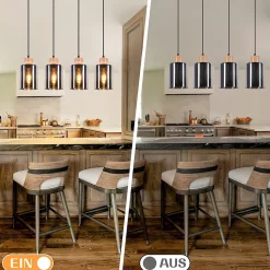 Suspension NETTLIFE pour table à manger, lampe suspendue en verre, lampe de table à manger vintage, 4 flammes en verre fumé, E27