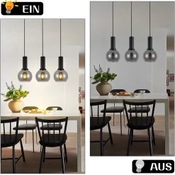 Suspension NETTLIFE vintage 3 flammes lampe suspendue verre E27 à manger lampe réglable en hauteur industrielle