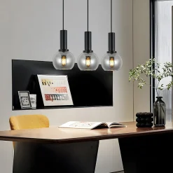 Suspension NETTLIFE vintage 3 flammes lampe suspendue verre E27 à manger lampe réglable en hauteur industrielle