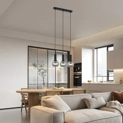 Suspension NETTLIFE vintage 3 flammes lampe suspendue verre E27 à manger lampe réglable en hauteur industrielle