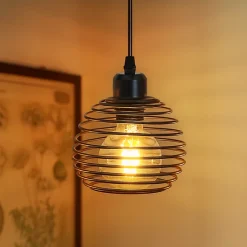 Suspension Nettlife Vintage 1 Ampoule : Suspension Industrielle Noire avec Câble de 4,5 m avec Prise et Interrupteur, Douille E27