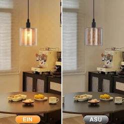 Suspension Nettlife Vintage 1 Ampoule : Suspension en Verre Doré avec Prise et Interrupteur Lampe Suspension E14 4,5 m Câble Métal