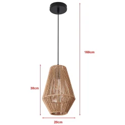 Suspension Newtownabbey métal corde E27 160 x 20 cm beige lux.pro