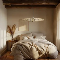 Suspension Néo bois câble torsadé chanvre E27 60W IP20 Ø80 x H.163,5cm Atelier Loupiote