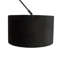 Suspension noire avec abat-jour en velours noir et or 35 cm - Blitz