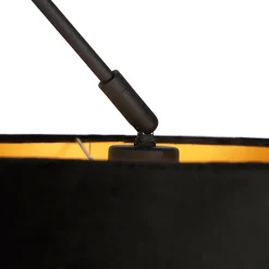 Suspension noire avec abat-jour en velours noir et or 35 cm - Blitz
