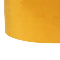 Suspension noire avec abat-jour en velours ocre et or 35 cm - Blitz