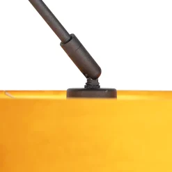 Suspension noire avec abat-jour en velours ocre et or 35 cm - Blitz