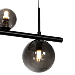 Suspension noire avec verre fumé oblong 8 lumières - Monaco