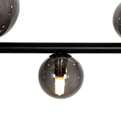 Suspension noire avec verre fumé oblong 8 lumières - Monaco