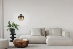 Suspension Oilella E27 IP20 Ø19 x H.110 cm verre noir