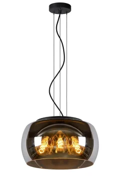Suspension OLIVIA en verre avec 3xE27 - Fumé - Lucide