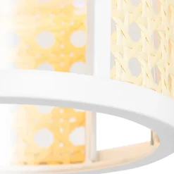 Suspension orientale blanche avec rotin 3 lumières oblongue - Akira