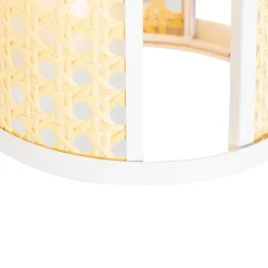 Suspension orientale blanche avec rotin 3 lumières oblongue - Akira