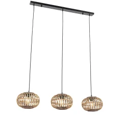 Suspension orientale en bambou 3 lumières rectangulaire - Amira