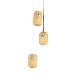 Suspension orientale en bambou 3 lumières - Yvonne