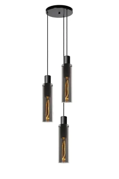 Suspension ORLANDO en verre avec 3xE27 - Fumé - Lucide
