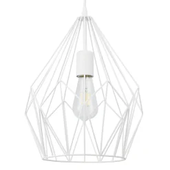 Suspension Phobeto E27 IP20 60W Ø 31 x l. 110 cm GoodHome blanc mat