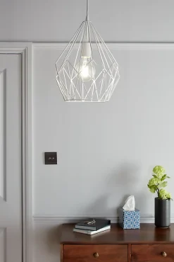 Suspension Phobeto E27 IP20 60W Ø 31 x l. 110 cm GoodHome blanc mat