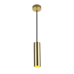 Suspension Plafonnier Moderne en Aluminium Doré Minimaliste en Forme de Tube 20cm avec Douille GU10