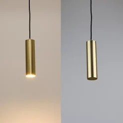 Suspension Plafonnier Moderne en Aluminium Doré Minimaliste en Forme de Tube 20cm avec Douille GU10