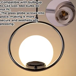 Suspension Plafonnier Nordique, Aluminium Chromé, Abat-jour Boule en Verre E27, Idéale pour Salon et Salle à Manger